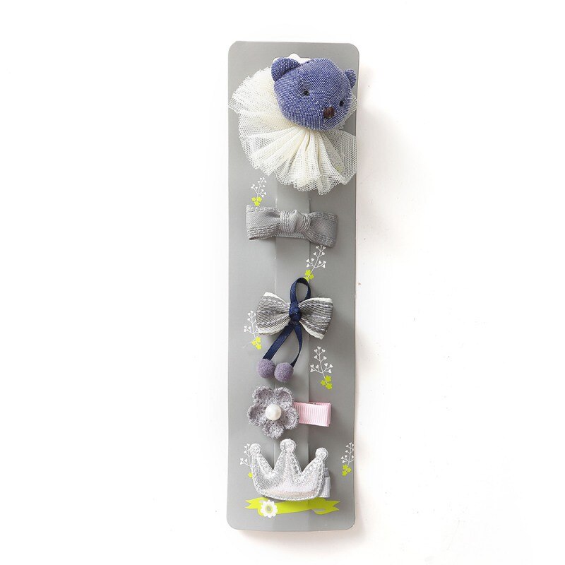 5pcs/set Kids Child Baby Girl Cute Cartoon Hair Clips Bow Hairpin Headband Headwear Accessories