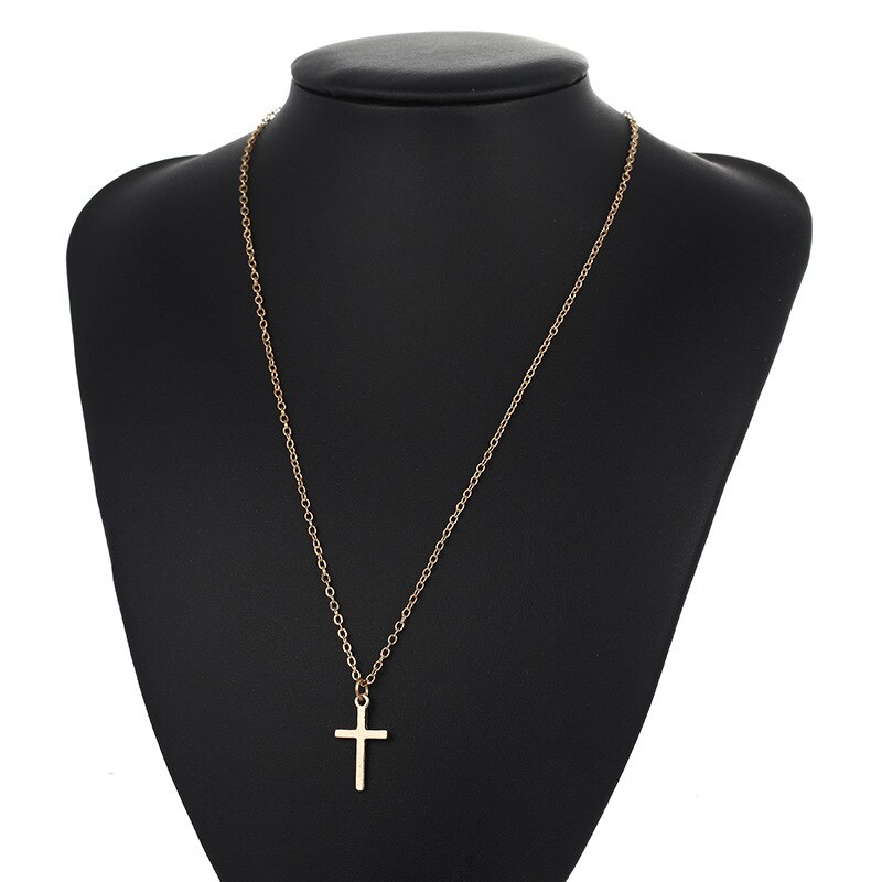 Minimalistische Cross Ketting Vrouwen Hanger Eenvoudige Goud Kleur Chain Metal Sieraden Sleutelbeen Choker Mannen Paar Party Dagelijks