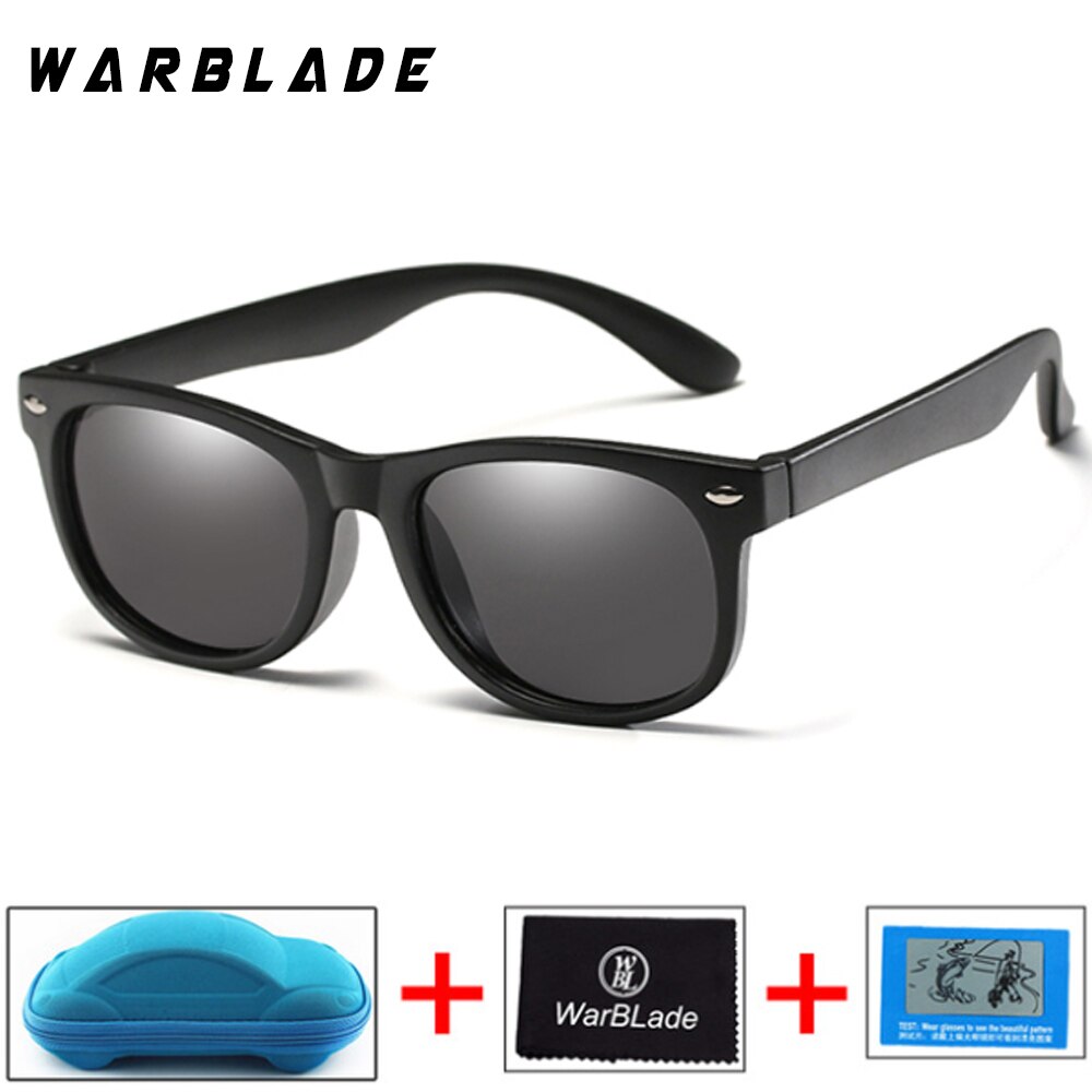 Gafas de sol polarizadas WarBlade para niños, gafas de sol para niños, gafas irrompibles de seguridad de silicona para bebés, gafas UV400 con caja: matte black