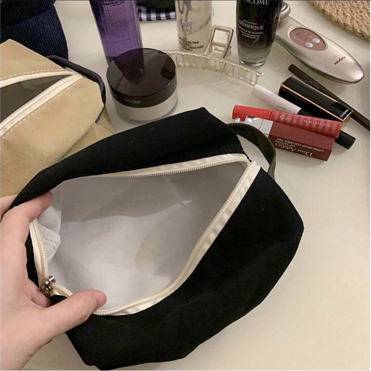 Koreanisch bilden Tasche Pro Frauen tragbar Kosmetik Lager Toilettenartikel Taschen weiblich Schönheit Segeltuch Beutel Reisen Organizer Fall Kupplung