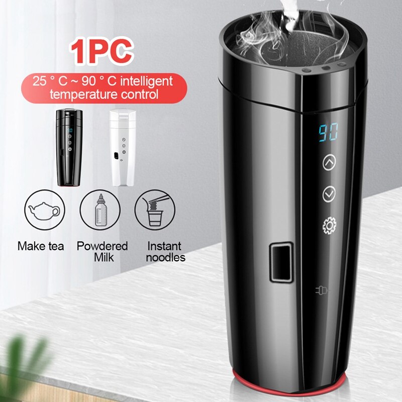 12V 24V 400ML Portable Electric Heating Cup Car Water Kettle ligent Press Sn Control Digital Display
