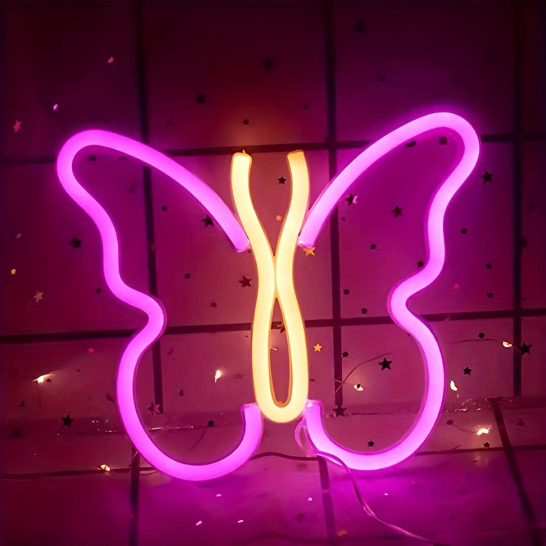 Luz de neón decorativa LED multifuncional para dormitorio, atmósfera del hogar, luz decorativa de primavera y verano, luz de estilo para fiestas navideñas, luz nocturna para habitación de niños, USB o con batería: Rojo