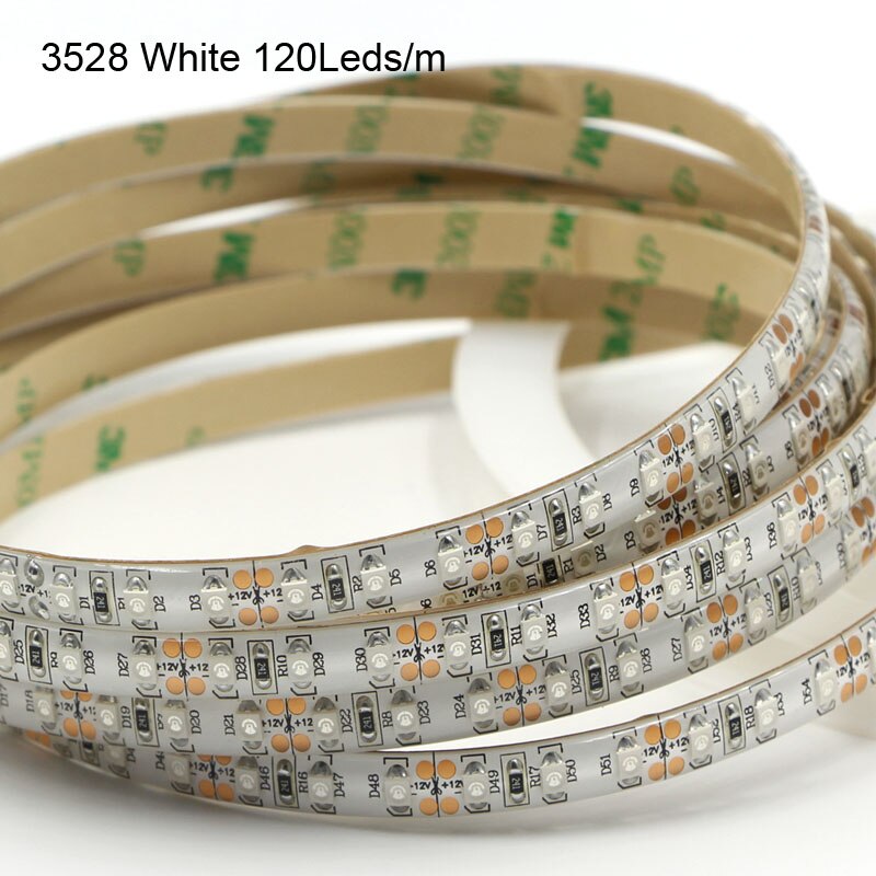 1m 5m Ultraviolet Zwart licht SMD 3528 120 leds/m UV Led Strip zwart licht LED Lint paars Flexibele lamp + 12V power adapter: white PCB / non waterproof / 1m strip 1A