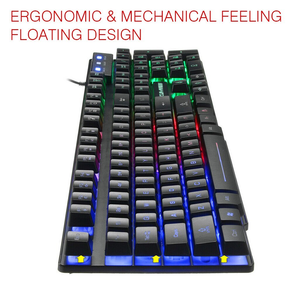 Colorful Backlight USB Keyboard Wire Mouse Set LED Illuminate 2400DPI Mechanical USB Wired Gaming keyboard Mouse Wired backlight