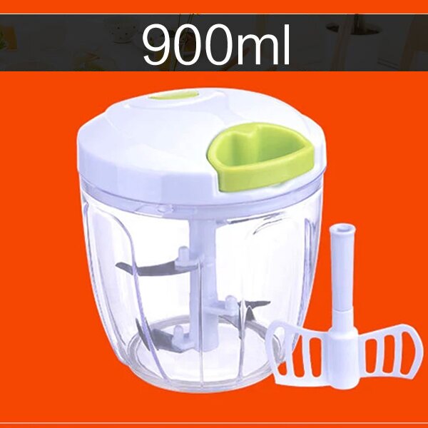 500ml-1.5l høykapasitets multifunksjons kjøkken manuell matprosessor kjøttkvern grønnsakshakker makulator kutter eggeblander: 900ml hvite anbefaler