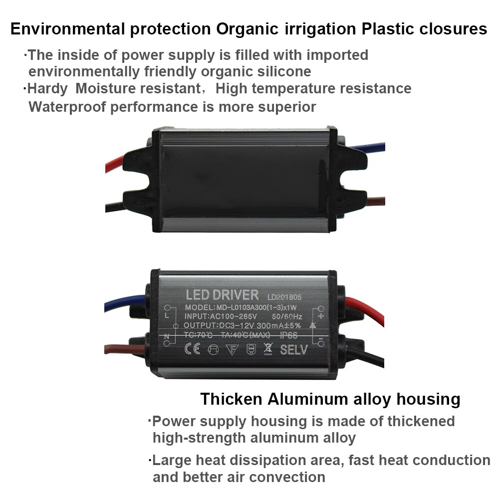 Aluminium IP66 1-3W Led Driver 300mA Ac 100-265V Naar Dc 3 - 12V waterdichte Voeding Verlichting Transformator Drivers Ballast