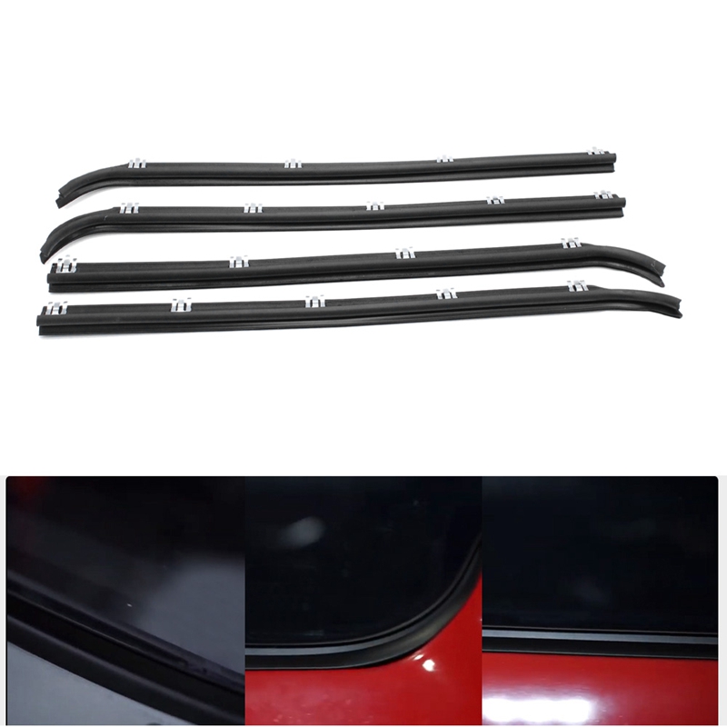4 Stuks Rubber Voordeur Raam Trim Seals Auto Riem Tochtstrip Dauw Veeg Set Voor 87-97 Ford Bronco f150 F250 F350: Default Title
