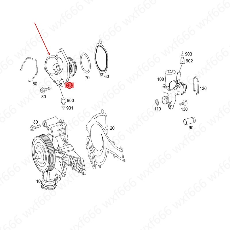 Engine water pump thermostat Coolant thermostat W164 W251mer ced es-be nzML350 R280 R300 R350 Engine thermostat Coolant pump