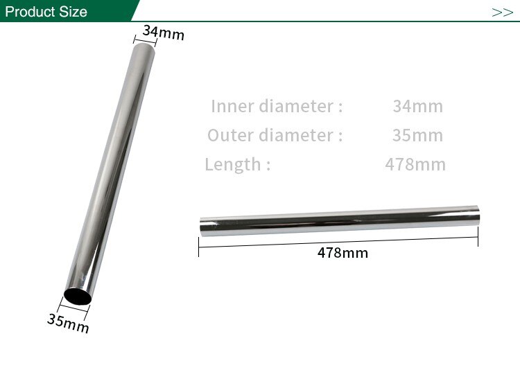 Inner Diameter 34mm Outer Diameter 35mm Chrome-plated stainless steel pipe Metal Straight Tube