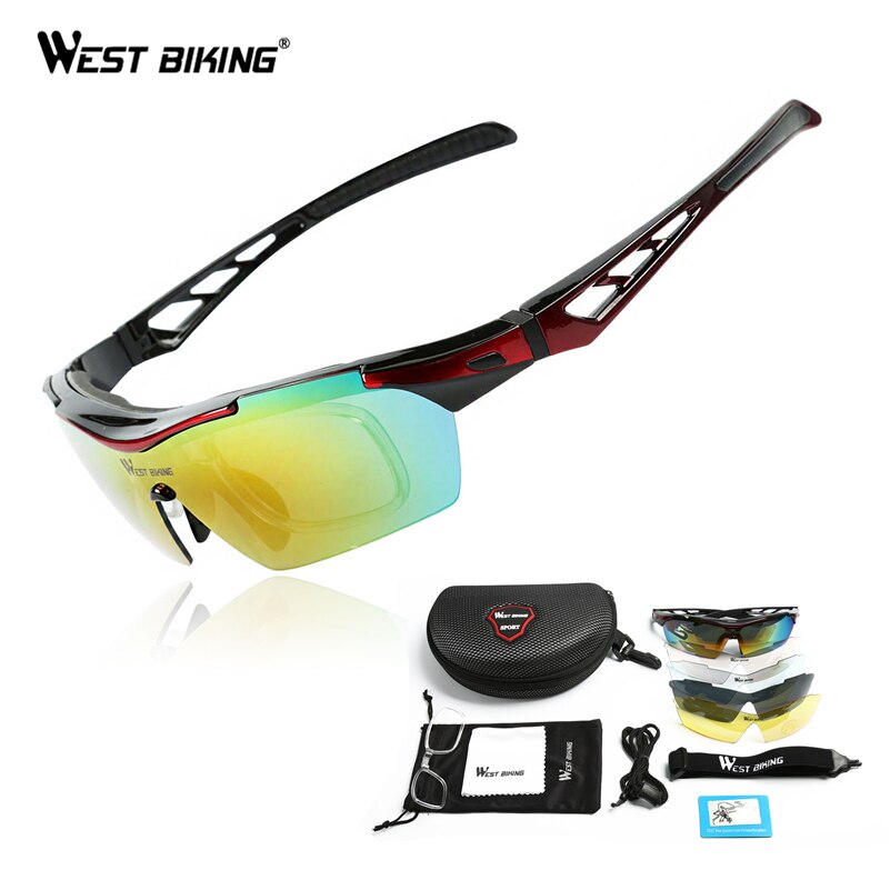 WEST RADFAHREN Radfahren Sonnenbrille Polarisierte 5 Objektiv Winddicht Anti-fog Mypia Rahmen Sport MTB Fahrrad Brillen Radfahren Gläser