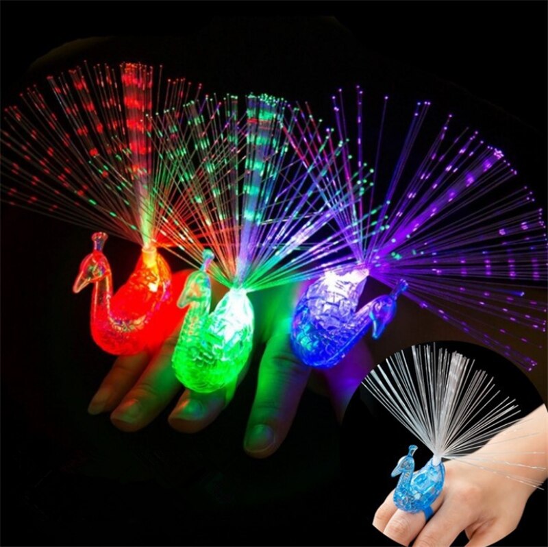 1 PC Pfau Finger Licht Bunte LED-Licht-hoch Ringe Party Spielereien freundlicher Intelligente Spielzeug für Gehirn Entwicklung