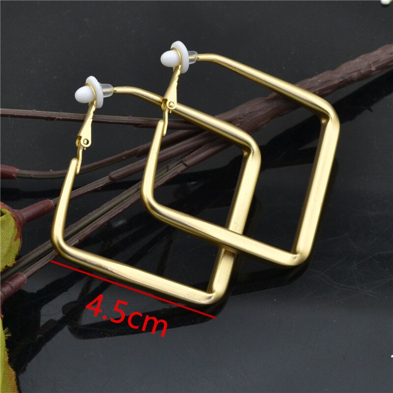 Clipe na orelha brincos para mulher sem piercing moda jóias finas acessórios retângulo quadrado fosco ouro senhoras brincos
