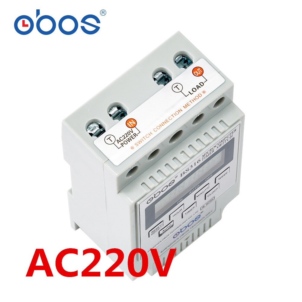 Temporizador Switch220V 25A inteligente microordenador programable temporizador electrónico interruptor relé controlador voltaje seleccionable: AC220V