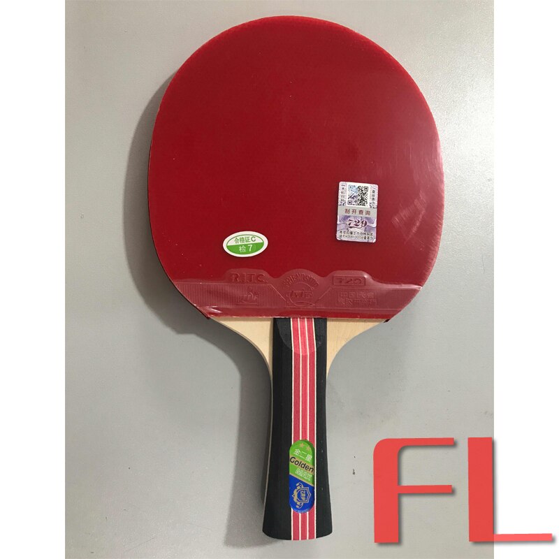 Freundschaft 729 Tischtennis Schläger (Goldene 2-Sterne, mit fallen) Paddel mit Gummi &Ampere; Tasche Original 729 Goldene 2 Sterne Klingeln Pong Schläger: shakehand lang FL