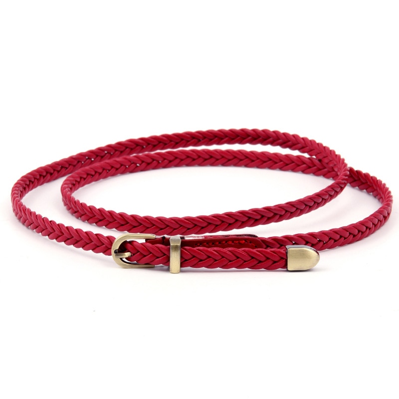 Cinturones de tejido fino para mujer, hebilla de Pin, cinturones de cuerda trenzados ajustados, informales, cadena de cintura delgada