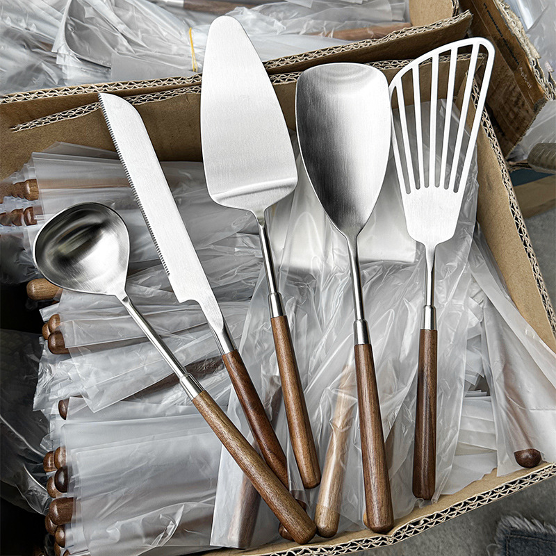 Cuchara de cocina de acero inoxidable 304, espátula para freír, pala para pastel de nuez, espátula para pastel, cuchillo, utensilios de cocina, cucharón para sopa