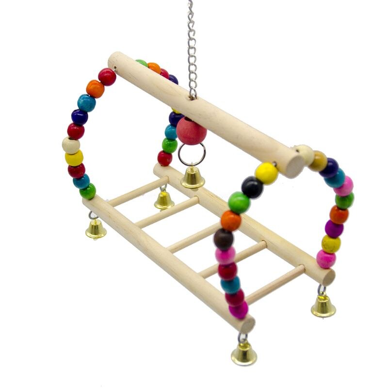 View of Bird Parrot Toy Hanging Swing Perch Parrots Wooden... – Grandado
