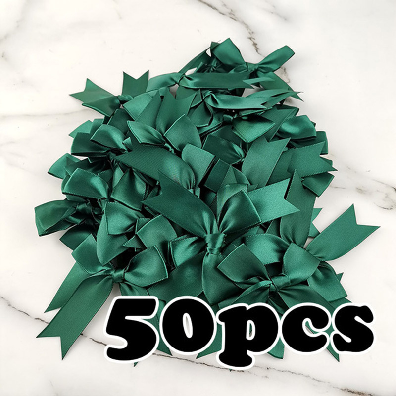 (50 uds) lazos de cinta rosa fresco de 1 pulgada, lazo de satén de poliéster, flor, decoración artesanal DIY: Verde