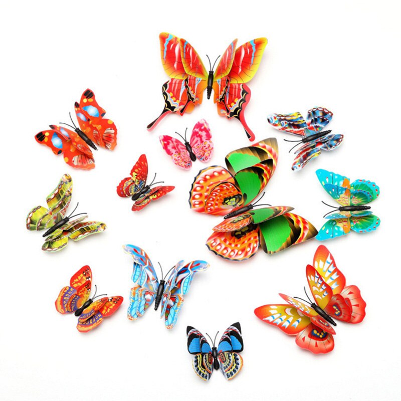 Mariposa Artificial para decoración del hogar, accesorios de decoración para boda, Navidad, tocado, decoraciones para interiores, manualidades, scrapbooking, 12 piezas: 7