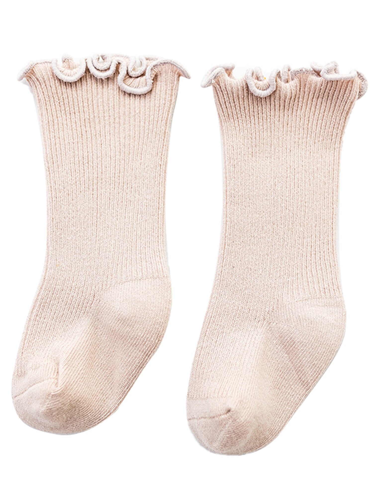 Baby Peuter Baby Katoenen Sokken, Warm Naadloze Effen Kleur Gebreide Ruffle Crew Sokken Voor Jongens Meisjes: F / Size L