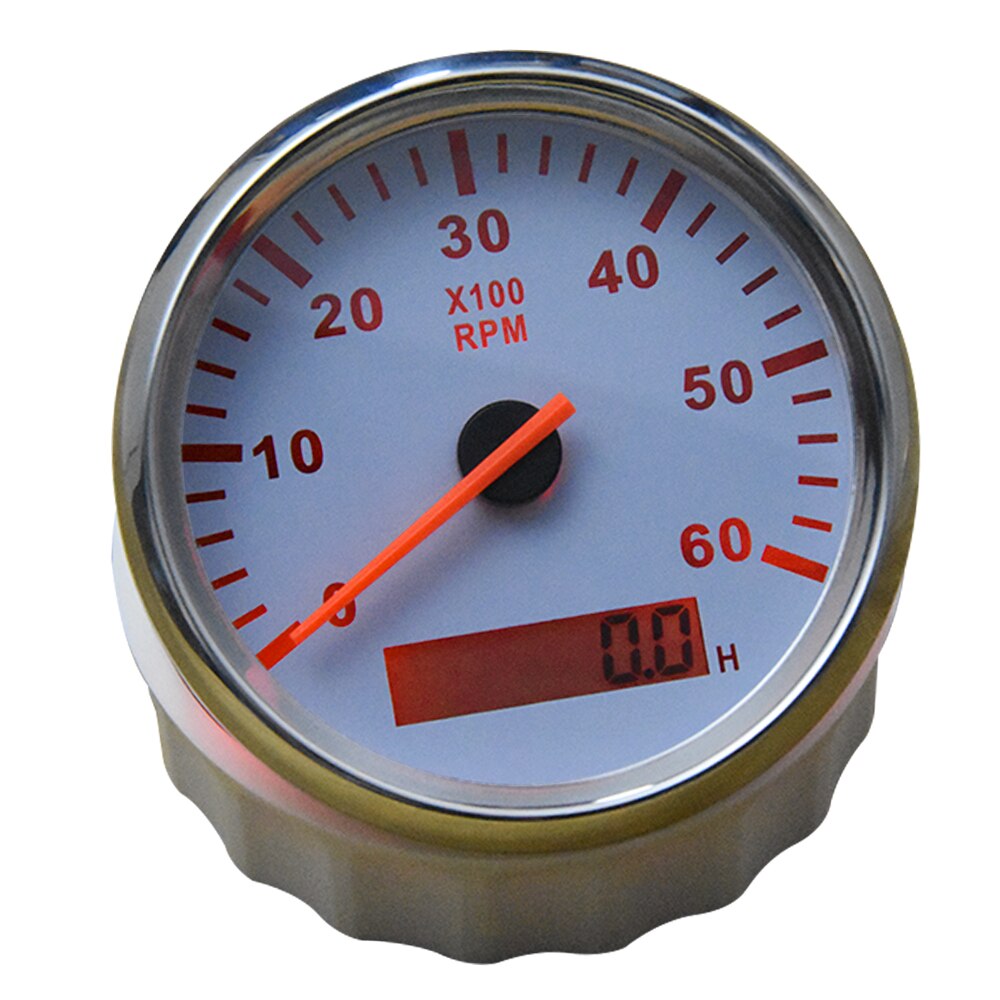 Marine Boat 0-6000RPM Tachometer Gauge Waterproof 85mm Tach Meter with LCD Hourmeter Speed Ration 9-32V Red Backlight