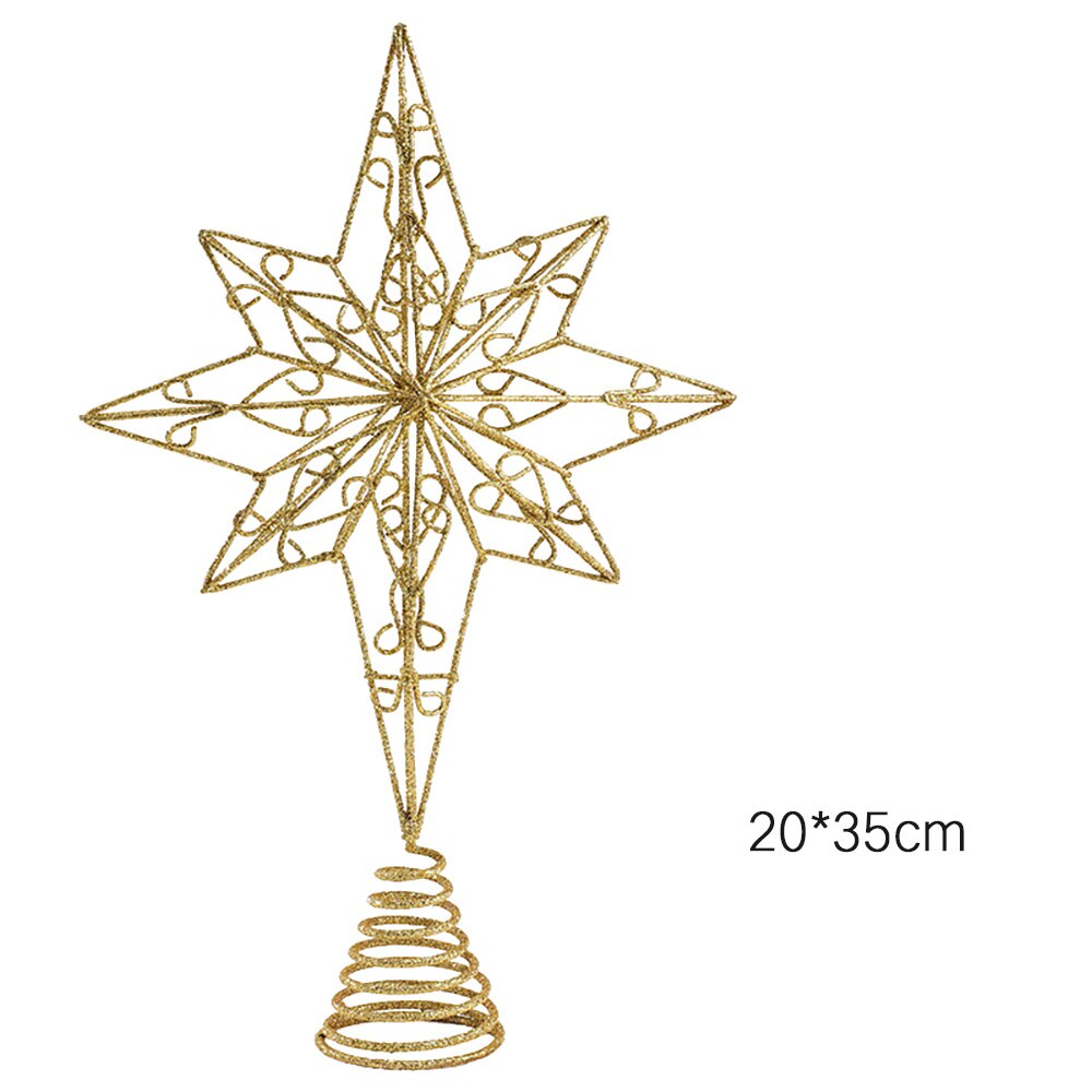 1Pc Exquisite Iron Art Ornament Beautiful Tree Top Flash Star Five-point Star Table Topper for Christmas Tree Xmas Decor: 20X35cm