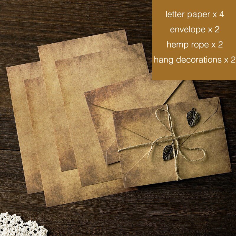 Sobres Vintage de Papel Kraft para escribir, kit de papel de carta A5 para ventana, sobres de invitación de boda, sobre de , 10 unids/set por juego: leaves