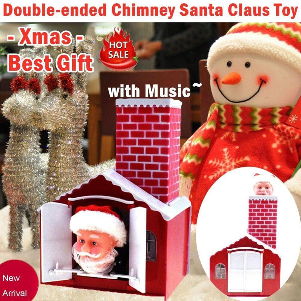 Chimney Drilling House Santa Claus Doll Toy Electric Music Santa Claus Doll Christmas Xmas Music Toy Party Decor