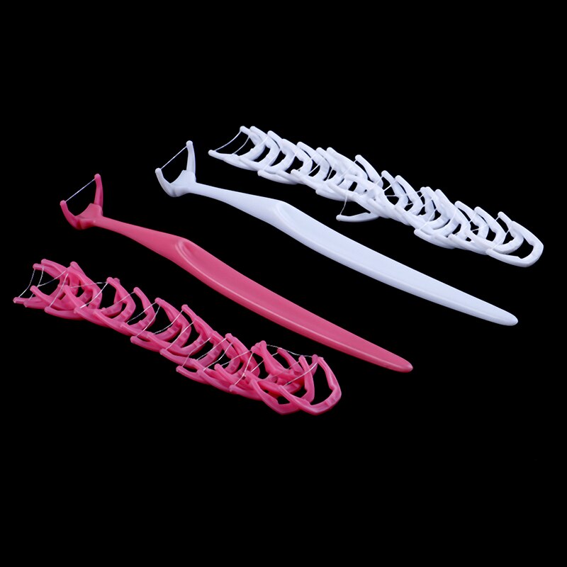 1Set (1 Handle+20 Heads) Dental Floss Picks Inter-dental Brush Teeth Stick Toothpick Flosser Deep Clean Tooth Thread Floss Pick