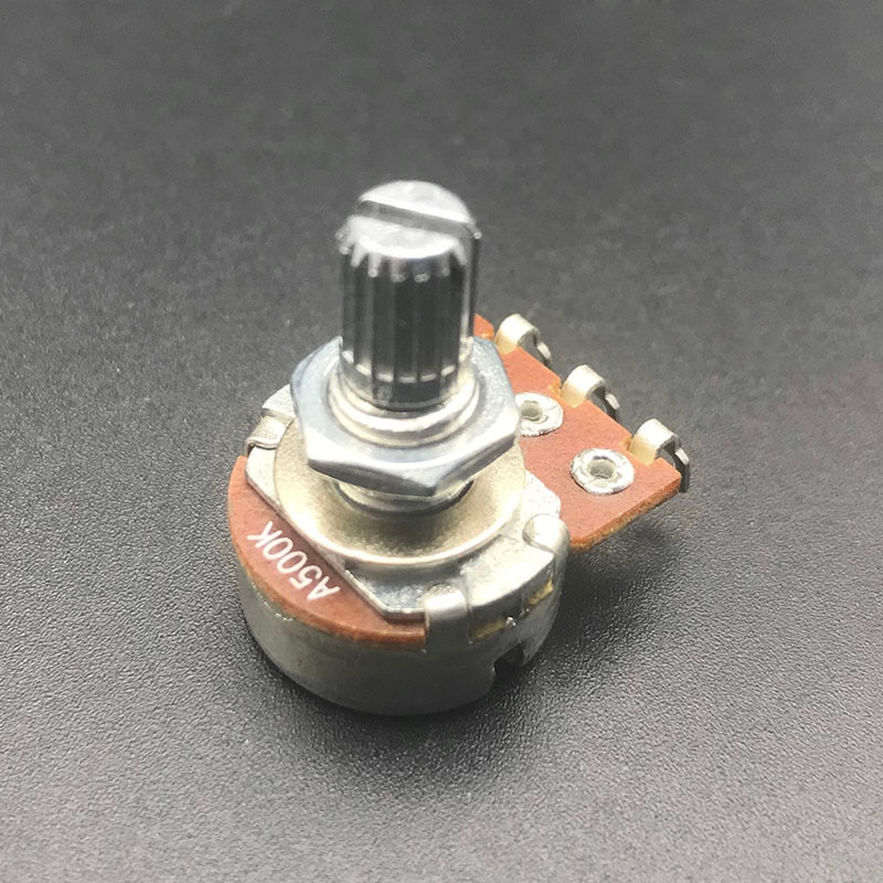 Potenciómetro estriado A500K/250K, 2 piezas, pequeño pote, efecto de bajo eléctrico, amplificador, volumen de tono, 15mm, partes del eje