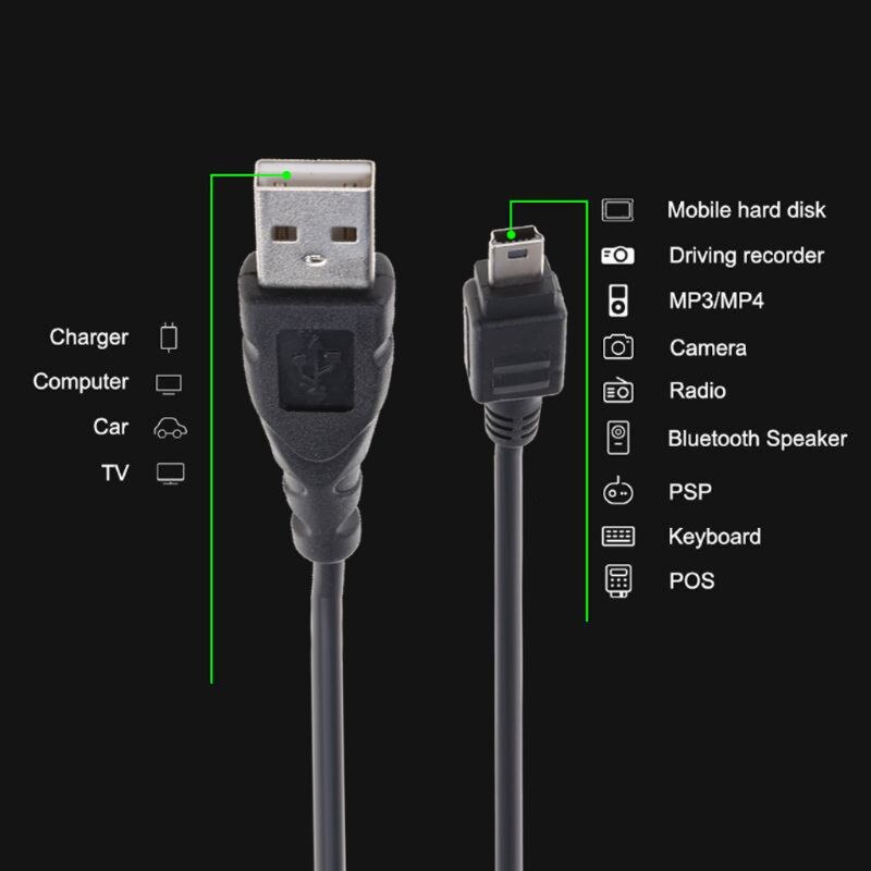 0.8m mini usb kabel mini usb til usb hurtig datalader kabel 5 pin b til  mp3 mp4 spiller bil dvr gps digitalt kamera