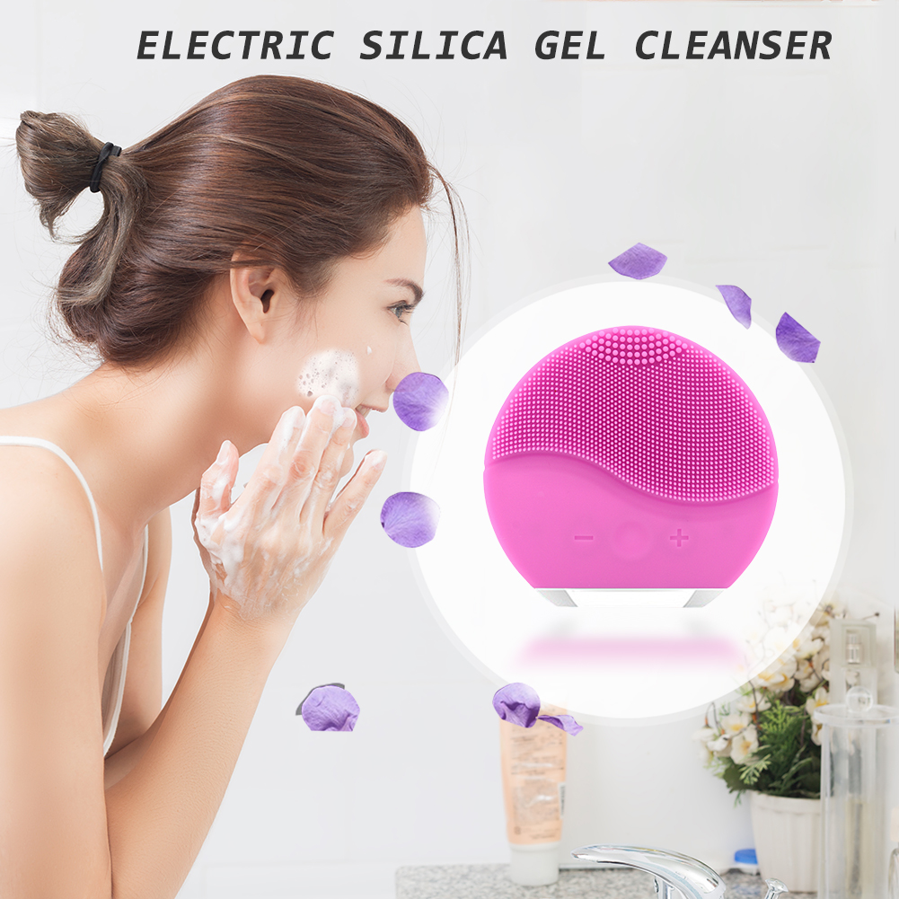 Mini brosse électrique ultrasonique de nettoyage de visage de Silicone portatif USB chargeant le nettoyeur profond de Vibration de Massage de lavage de peau de pores