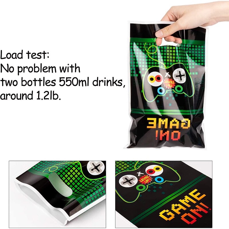 50Pcs Video Games Party Favor Bags Plastic Bags Gaming Candy Bags for Kids St. Patrick's Day Party Supplies Decorations