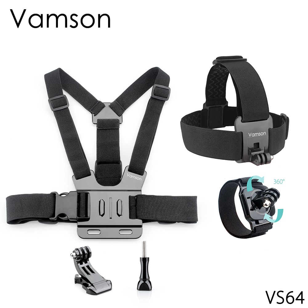 Vamson voor Yi Lite Accessoires Borst Head Strap Belt Head Strap Mount Schroef Wrist Strap voor Gopro Hero 6 5 4 actie Camera VS64