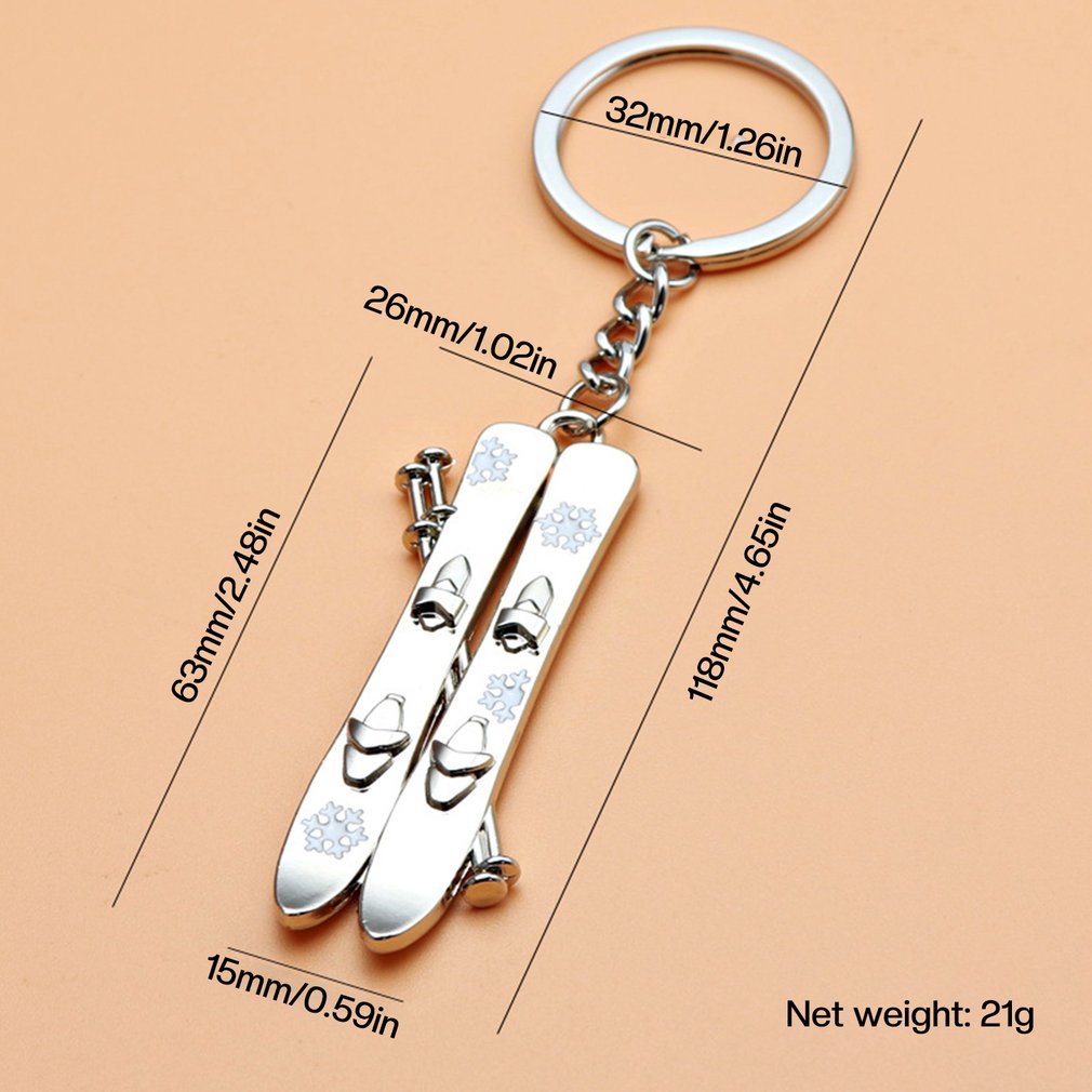 1pc Silber Farbe Schlittschuhe Schneeflocke Anhänger Schlüssel Ring skaten Skifahren Schlüssel Kette Keychain Schmuck Für Winter Souveniors