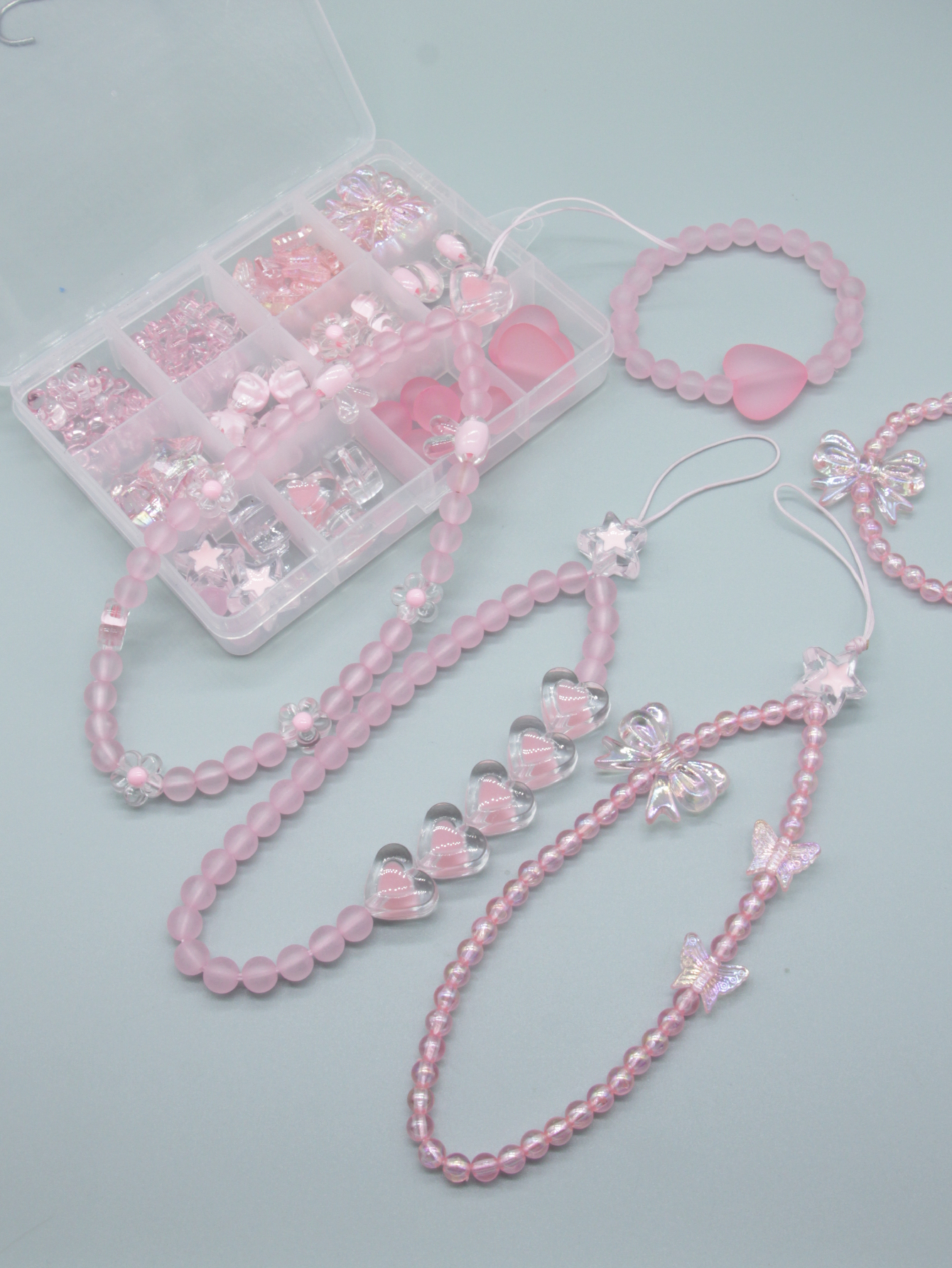 1 Set Rosa Kunststoff Perlen für Schmuck Machen Diy Liefert Kits Kleine Handwerk Perlen Kit für Diy Handwerk Kleines Mädchen spielzeug