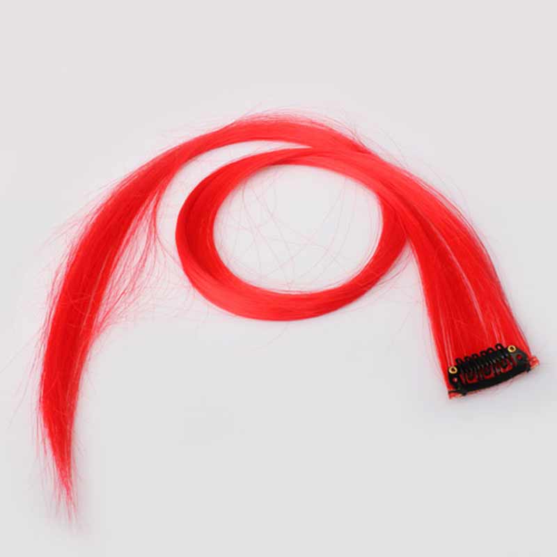 Colorful Clip On Hair Straight Extensions Personality Punk Red Long Hair Accessories SMR88