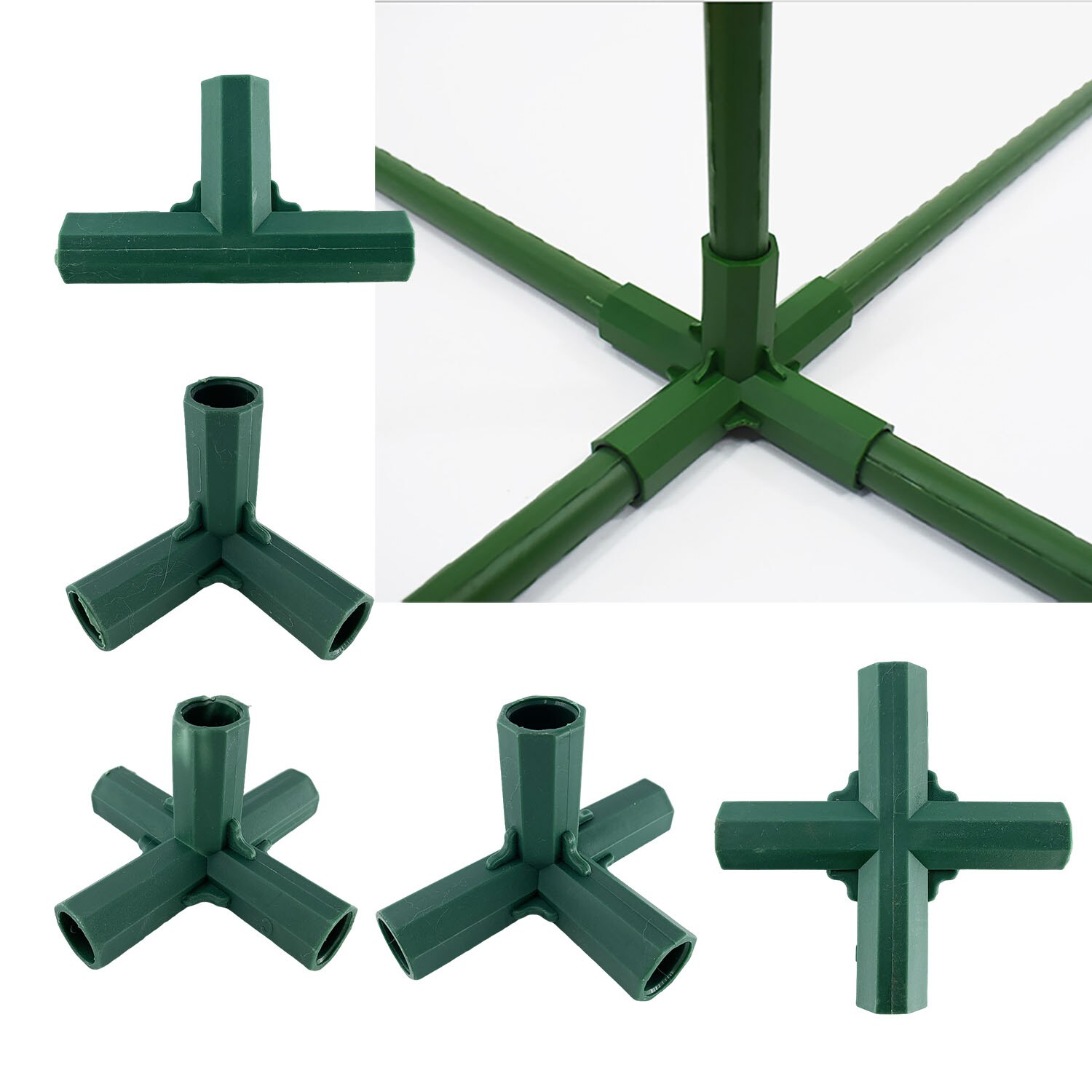 16MM Bevel Three-way Plastic Frame Flower Support Corner Connector Plant Post Holder Greenhouse Connector