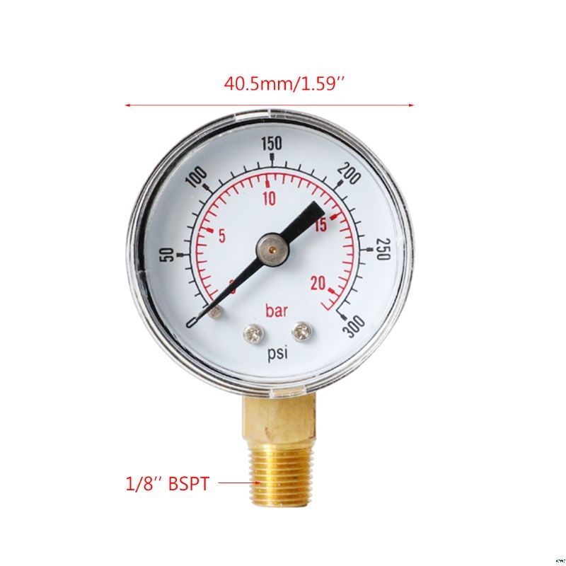 Noggrannhetsklass 2.5%  tryckmätare 40mm ratttryck 1/8 &quot; bspt vertikal 15,30,60.100,160 200, 300 psi &amp; bar