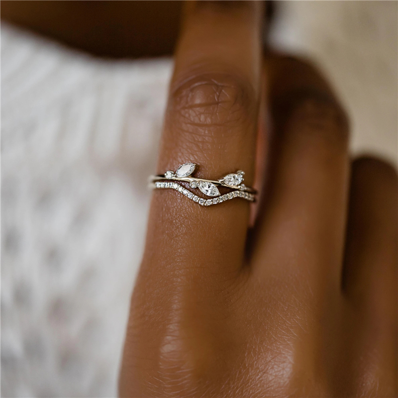 Roxi Minimalisme Drie Blad Kristal Gouden Ringen Voor Vrouwen Zilveren Ringen Sieraden 925 Sterling Zilveren Ringen Ins Trouwringen