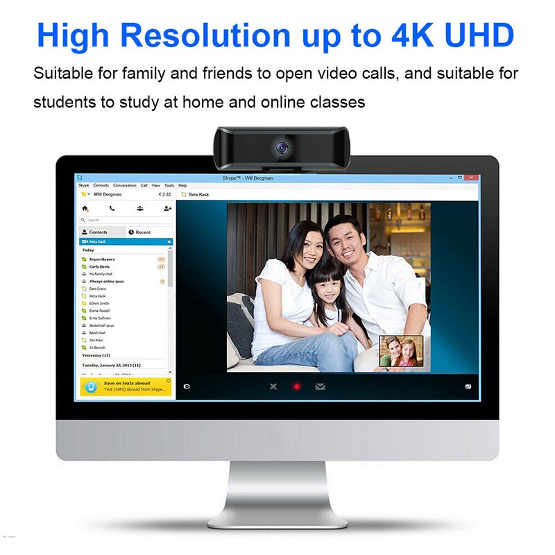 4K 1080P auto messa a fuoco 8MP computer PC ragnatela telecamera costruito-in fonoassorbente Microfono USB Webcam per il computer portatile video di Classe libera di Chiamata