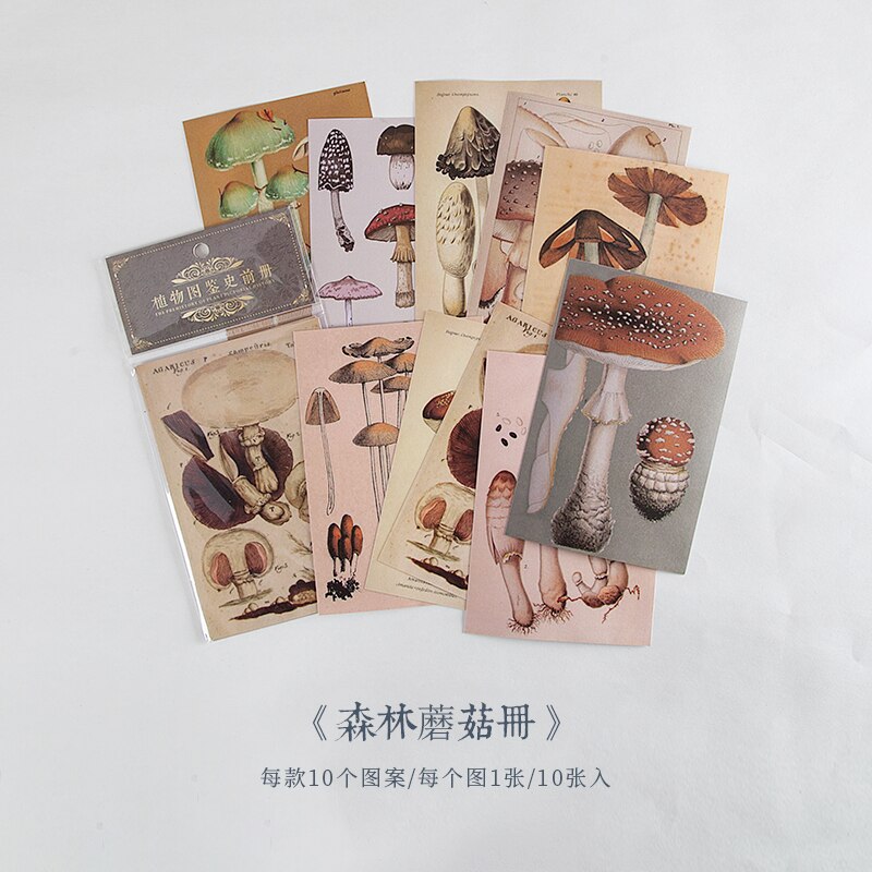 10 stücke Wald pflanzen pilz Material Papier Müll Tagebuch Planer Scrapbooking Jahrgang Dekorative DIY Handwerk Hintergrund Papier: D