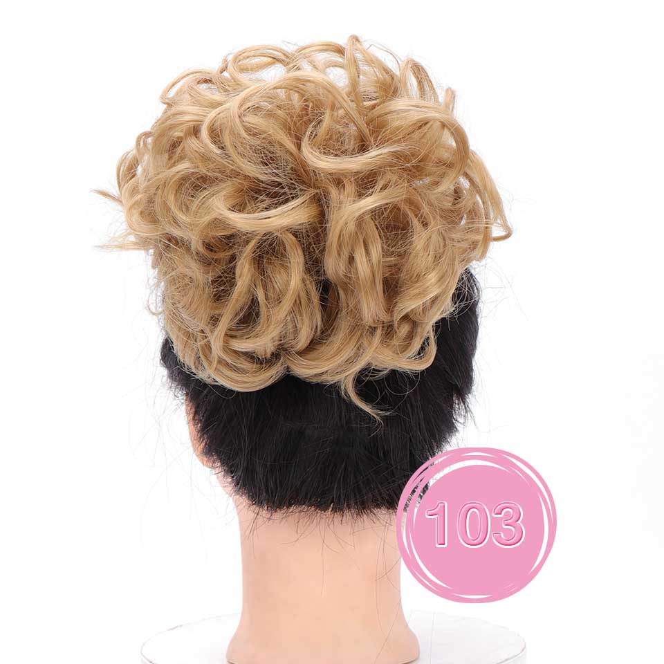 WTB-moño rizado corto para mujer, moño sintético resistente al calor con banda de goma, extensión de cabello, Donut: T4/27/30