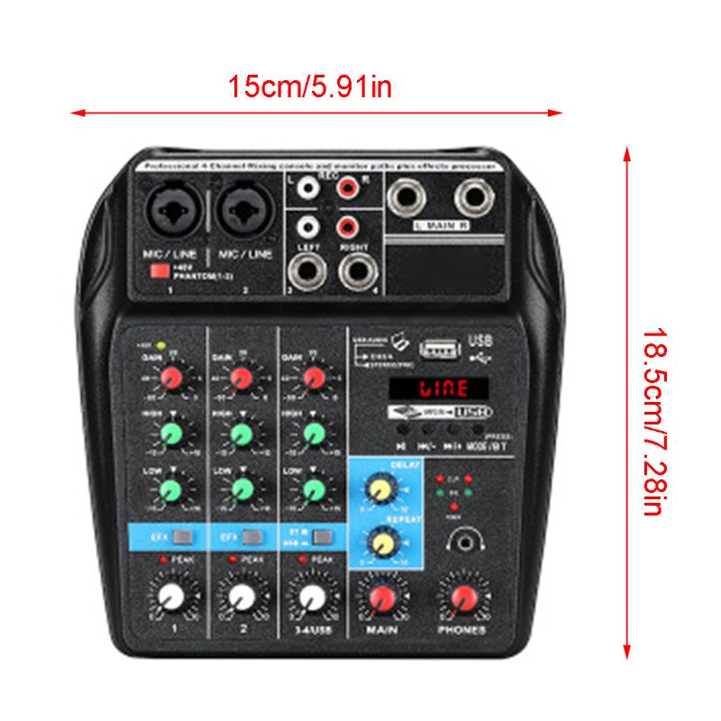 4 Kanalen Mini Usb Audio Mixer Sound Mixing Console Met Bluetooth Usb Opnemen Geluidskaart U Disk Functie