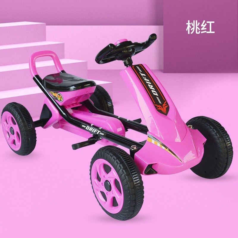 Los niños de cuatro rueda de Go-Kart bebé Pedal bicicleta de ejercicio los niños pueden sentarse cuatro ruedas playa bicicleta Pedal de bicicleta: E01 pink