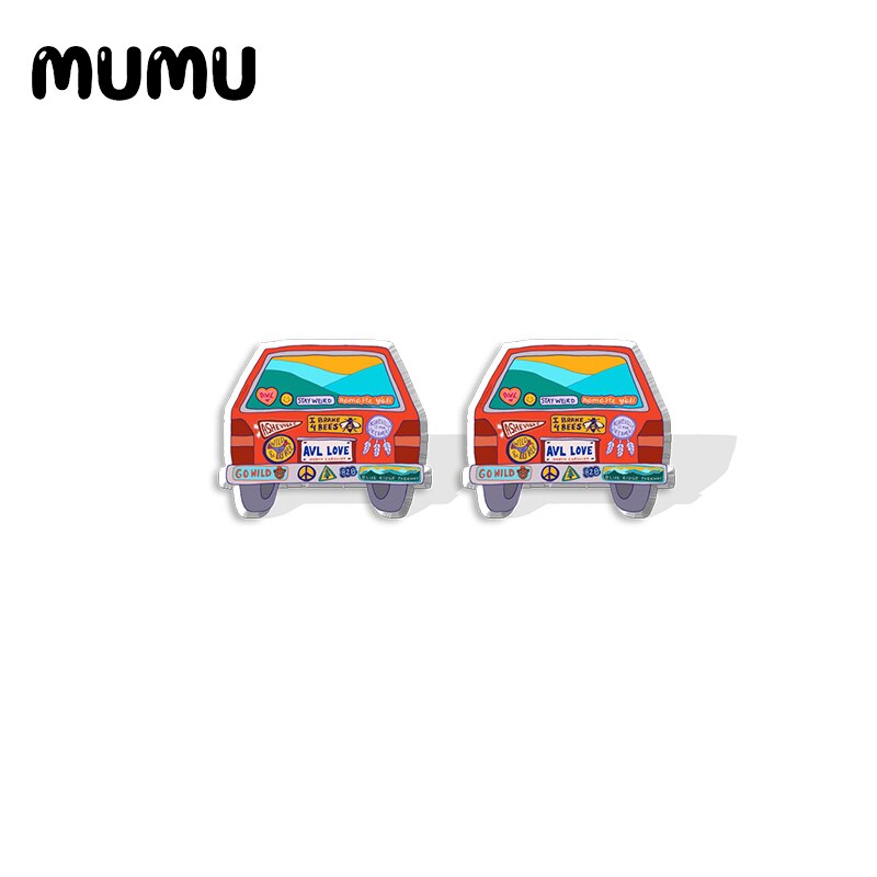 neue Ebene Hippie Auto Acryl Zucht Ohrring Lustige Handgemachte Ohrringe Harz Epoxid Schmuck Fans: 5