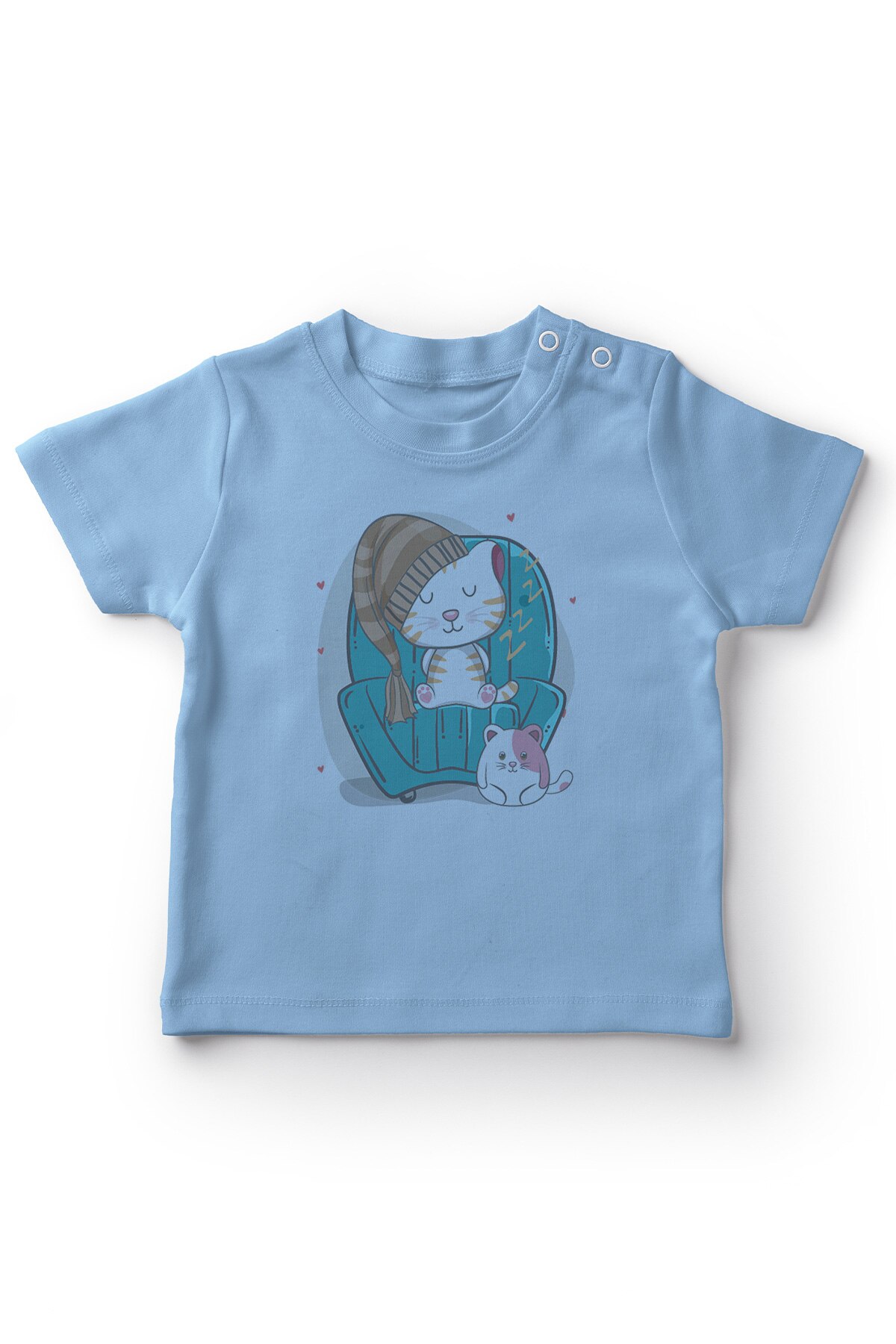 Angemiel bébé couchage chat 'S et à côté de la souris T-Shirt bébé garçon bleu