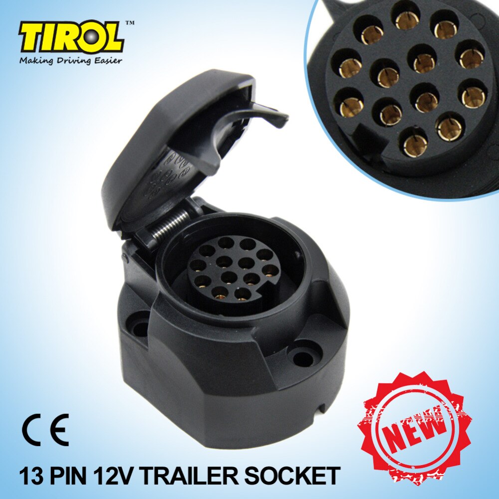 TIROL 13-Pin Trailer Socket Black frosted materials 13-Pole Trailer Socket 12V Tow bar Towing Socket T22807