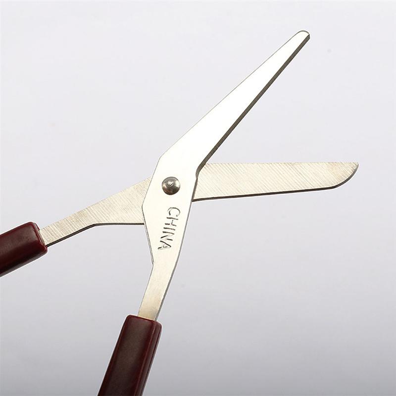 1 Pc Stainless Steel Bandage Scissors Plastic Handle Bend Nursing Scissors For Home Use (Coffee)