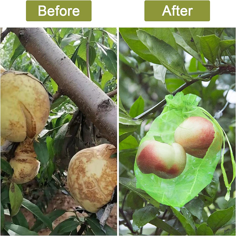 Bolsas de red de protección de frutas con cordón, bolsas reutilizables para cultivo de uvas, cubierta de fresa, bolsas de malla para Control de plagas, 50/100 Uds.